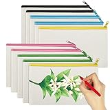 10Pcs Blanko Stoffbeutel,Taschen Bemalen,Stoff-Federmäppchen,DIY Make-up-Taschen,Segeltuch Federmäppchen mit Reissverschluss,Basteltasche,Stiftemäppchen für Schreibwaren Geeignet für Schule,R