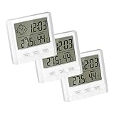 ROMANTIC BEAR 3PCS Digital Hygrometer Innenthermometer Feuchtigkeitsmonitor mit [Mini Style] Temperatur Feuchtigkeitsmesser Großes LCD-Display für Home Office Nursery (Weiß)