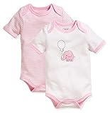 Schnizler Unisex Baby 1/4-arm 2er Pack Elefant Formender Body, Rosa (Rosa 14), 74-80 EU