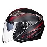 Jethelm Erwachsene mit Visier, 3/4 Motorradhelm, Retro Mopedhelm für Herren Damen, Half Face Motorradhelm für Scooter Chopper Jet Pilot Bobber, ECE/DOT Approved,6,M