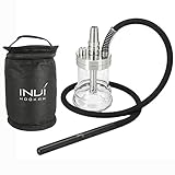 INVI® Nano Black Edition Shisha Set Mit Reisetasche - Inklusive Schlauch & Adapter - Shisha Zubehör Mit Dichtungen & Diffusor - 19 cm Höhe (Silber)