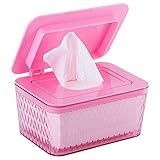 Feuchttücherbox, Kunststoff Feuchttücher Spender,Aufbewahrungsbox Für Feuchttücher,Servietten Box Mit Deckel, Gewebe Aufbewahrung Box Für Zuhause, Büro (Rosa)