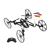 4.5-Kanal 2.4GHz RC Ferngesteuerter 4in1 Hybrid UFO Quadcopter und Fahrzeug mit HD-Kamera, Rotorenschutz,6-axis Gyro, 3D Loopings, Komplett-Set inkl. Akku, Ersatzteil-S