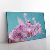 Big Box Art Lila & Rosa Orchideen in abstrakter Leinwand Wandkunst Bild Fertig zum Aufhängen Bild 76 x 50 cm (30 x 20 Zoll), Türkis, Lavendel, Mauve, Lavendel, B