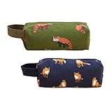 Golden Apple 2 x Federmäppchen aus Segeltuch mit Cartoon-Motiv, großes Fassungsvermögen, Stifteetui, Büro-Organizer, Münzaufbewahrung, Kosmetik