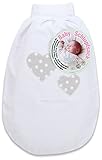babybay Schlupfsack Organic Cotton mit Gurtschlitz, weiß Applikation Herz perlgrau Punkte weiß