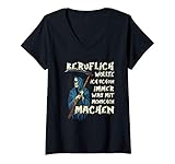 Damen Sensenmann Beruflich wollte ich immer was mit Menschen T-Shirt mit V