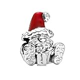 ONLLKL DIY 925 Pandora Anhänger Sterling Silber Perlen Sitzenden Weihnachtsmann Geschenk Charm Fit Original Armband Weihnachtsschmuck