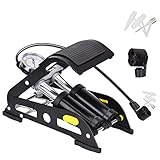Queta Fußluftpumpe Auto, Fusspumpe Doppelzylinder 170PSI/ 12bar Tragbares mit Hilfsstrahldüse für Auto Fahrrad Ball Ballon Fußpump