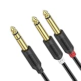 J&D 6,35 mm to 2 x 6,35 mm Kabel, Gold-Plated [Audiowave-Serie] 6,35mm (1/4 Zoll) TRS Männlich auf Dual 6,35mm (1/4 Zoll) TS Männlich Mono Insert-Kabel Stereo-Audio-Adapter Y-Splitter-Kab
