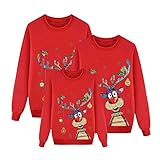 Alueeu Lustig Weihnachtspullover Familie Set Partnerlook Pärchen Weihnachten Pullover Warm Winter Herren Sweatshirt Ugly Christmas Pullis Damen Kinder Jumper Weihnachtspullis Winterp