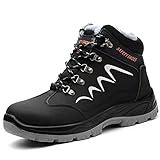 Wygwlg Arbeitssicherheitsstiefel für Männer,wasserdichte Arbeitsschuhe,Leder-Stahl-Zehenkappe Bessere Wärme Männer Arbeitsschuhe,Industrie-und Baukomfort (Color : Black Cotton Shoes, Size : 37 EU)
