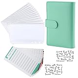 SAVITA a6-Planer-Binder-Set Notizbuchhülle Aus Leder Binder-Taschen 6-Ring-Spesenbudgetblätter Und Aufkleberetiketten Für Bill Planner (Grün)