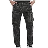 KIMODO Cargohose Jogginghose Activewear Herren Sporthose Casual Freizeithose Einfarbige Hose Slim Fit Trainingshose Fitness Pants mit Mehreren Taschen (D-Dunkelgrau, 36)