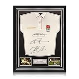 Exclusive Memorabilia England-Trikot, signiert von Jason Robinson, Jonny Wilkinson und Martin Johnson. Überlegener R