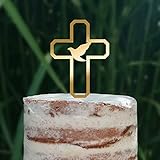 Blacked LaserTEC Cake Topper (Friedenstaube) Kreuz Torte Kuchen Deko (Gold)