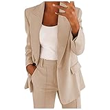 BOOMJIU Damen Langarm Blazer Elegant Anzug Jacke Trenchcoat Damenblazer Herbstjacke Frauen Einfarbig Lange Ärmel Mantel Übergangsjacke Slim Fit Geschäft Büro Lange Mantel Anzüge mit T