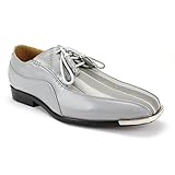 Expressions RC Roberto Chillini 4925 Herren Formelle Oxford Kleid Schuhe Gestreifter Satin Smoking, grau, 48 EU