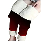 GEU Leggings Damen, Winter Damen Thermoleggings Gefüttert Thermo Hose Weihnachten Farbverlauf Lang High Waist Jogginghose Thermohose Winterleggings Hosen Yog