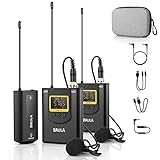 Ansteckmikrofon Kabellos für iPhone Android Smartphone Kamera- UHF Dual Wiederaufladbar Lavalier Mikrofon Wireless mit 2 Sendern &1 Empfänger zum Aufnehmen von Interviews YouTube Podcast Vlog - BALIL
