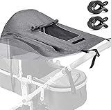 Kinderwagen Sonnensegel Universal,Kinderwagen Sonnensegel UV Schutz 50+ mit Sichtfenster & extra breite Schattenflügel,Wasserdicht,Verstellbar Sonnenschutz für Kinderwagen Buggy (Grau)