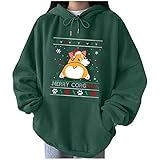 STOREYH Damen Weihnachten Corgi Druck Hoodie Tops Lässig Loose Drawstring Langarm Hooded Fleece Oberteile Kapuzenpullover Herbst Winter Bequem Atmungsaktiv Tee Frauen Bluse Wickel Tunika T-S