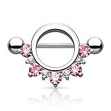 Paula & Fritz® Brustwarzen-Piercing Brustpiercing Frau Maenner Intimpiercing Mann Nippelpiercing Reif Kranz Zirkonia Edelstahl Chirurgenstahl 316L K15780_PC