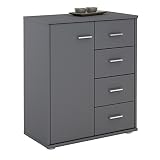 CARO-Möbel Kommode TIRANO Highboard Anrichte mit 1 Tür und 4 Schubladen in g