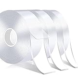 9 Meters Doppelseitiges Klebeband Extra Stark, 3 Rollen Dünn Klebeband Doppelseitig, Waschbares Spurlos Transparent Nano Double Sided Tape für Teppich, Foto Wand, Küche, Zuhause, Auto oder O