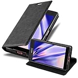 Cadorabo Hülle für Sony Xperia Z5 COMPACT in Nacht SCHWARZ - Handyhülle mit Magnetverschluss, Standfunktion und Kartenfach - Case Cover Schutzhülle Etui Tasche Book Klapp Sty