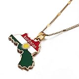 WDBUN Halskette Anhänger Kurdistan Region Karte Anhänger Halsketten Kurdisch Gold Farbe Frauen Männer Schmuck Weihnachten Muttertag Valentinstag Geburtstag Geschenk