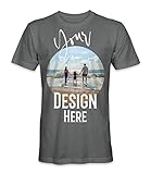 Unisex T-Shirt mit Eigenem Foto Text Logo Name Selbst Gestalten - Ringgesponnene Baumwolle - Vollfarbiger Druck - XXL |Holzkohle|