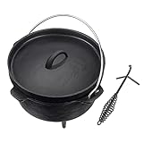 LANDMANN Dutch Oven mit Deckelheber | Vielfältige Einsatzmöglichkeiten: Zum Kochen, Backen, für Eintöpfe, Braten oder Schmoren | Dutch Oven Topf aus Gusseisen | 9 Liter [schwarz]