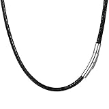 PROSTEEL Kunstleder Halskette/Armband 3mm Schwarz geflochten Lederkette Lederband Damen Herren Kette für Anhänger mit Edelstahl Verschluss(61cm/24)