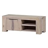 MÖBEL IDEAL TV Lowboard Schrank Anrichte 130 cm Massivholz Eiche massiv Massivholz White Wash Breite 130 cm Tiefe 48 cm Höhe 50