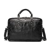 MAJFCQSJH Retro Leder Herren Tragbare Aktentasche Handgemachte Computertasche Große Kapazität Multifunktions-Reisetasche(schwarz)