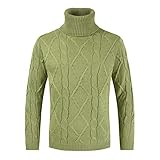 WIITON Herren Strickpullover Polyester Einfarbig Schwarz rot Grün grau Rollkragenpulli Modisch Winter,Grün,XXL