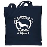 Geschenk für Hundebesitzer - Stolze Dackel Mama - Unisize - Navy Blau - dackel stoffbeutel - WM101 - Stoffbeutel aus Baumwolle Jutebeutel lange Henk