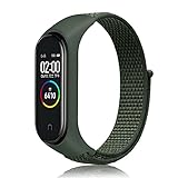 HYKEJI Nylon Solo Loop Armband Kompatibel mit Xiaomi Mi Band 6/Mi Band 5/Mi Band 4/Mi Band 3, Nylon Armbänder Uhrenarmband Sport Ersatzband für Xiaomi Mi Band 6/5/4/3 (Armeegrün)