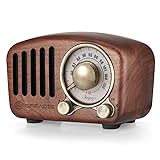 Greadio Vintage Radio Retro Bluetooth Lautsprecher Walnuss Holz FM Radio mit altmodischem Stil, starker Bass, laute Lautstärke, Bluetooth 4.2, TF-Karte und AUX