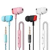 [4 Pack] CBGGQ In Ear Kopfhörer, Stereo Bass In Ear Ohrhörer mit Mikrofon & Fernsteuerung Noise Cancelling Bass-Sound 3,5mm Kopfhörer für iOS, Android Smartphones, Samsung, MP3 /MP4 Play