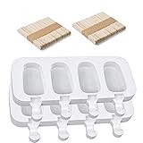 2 Packungen Eisformen Silikon, Silikon EIS am Stiel Formen Set BPA Free,Ice Cream Lollies Makers mit 100 Sticks, DIY Frozen Dessert Eisformen für Kinder Erw