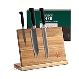 DOLCE MARE Messerblock magnetisch mit extra starken Magnet - XXL Messerbrett für Ihre Küchenmesser oder Besteck - Akazienholz Messerblock unbestückt ohne Messer - Design M