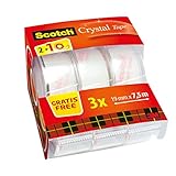 Scotch 6-1975C3 Crystal Klebeband Promotion 3 Einweg-Handabroller inklusive 3 Rollen, 19 mm x 7,5