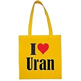 Tasche I Love Uran Größe 38x42 Farbe Gelb Druck Schw