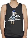 Sprüche Statement mit Spruch - Moin Ihr Luschen - Coole Möwe - Weiß - S - Schwarz - Nordsee - BCTM072 - Tanktop Herren und Tank-Top M