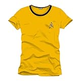 Star Trek Captain Kirk Uniform T-Shirt Raumschiff Trekkie Convention Baumwolle gelb Kostüm Oberteil - M