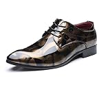 Anzugschuhe Business Herren, Lederschuhe Lackleder Hochzeit Derby Schnürhalbschuhe Oxford Smoking Schuhe Männer Leder Braun Blau Grau Rot 37-50 GD45