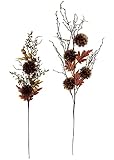 Flair Flower Künstliche Kastanienzweige Blumen Herbst Deko Herbstdeko Kunstblumen Unechte Ahornblätter Eicheln Zweige für Vase Erntedankfest Halloween Girlande, 020922BR, 80x14x8 cm, B