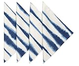 Stoffservietten, Tischwäsche, Dinner-Servietten, Indigoblau und weiß, Shibori, Krawatten-Druck, 100 % Baumwolle, 4 Stück